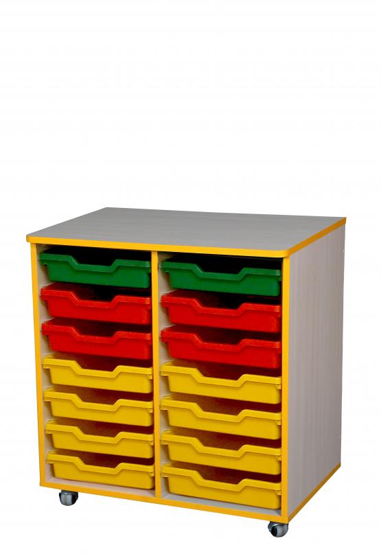 Мобільна відкрита стінка "Кмітливчик", з 2-ма секціями для висувних лотків, матеріал виробу - ЛДСП, АЛМАНТ, 699х440х750 мм.